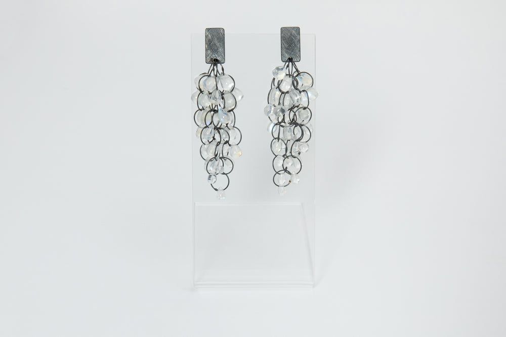 
            
                Load image into Gallery viewer, Rainbow Moonstone Cluster Earrings - Heather Guidero
            
        