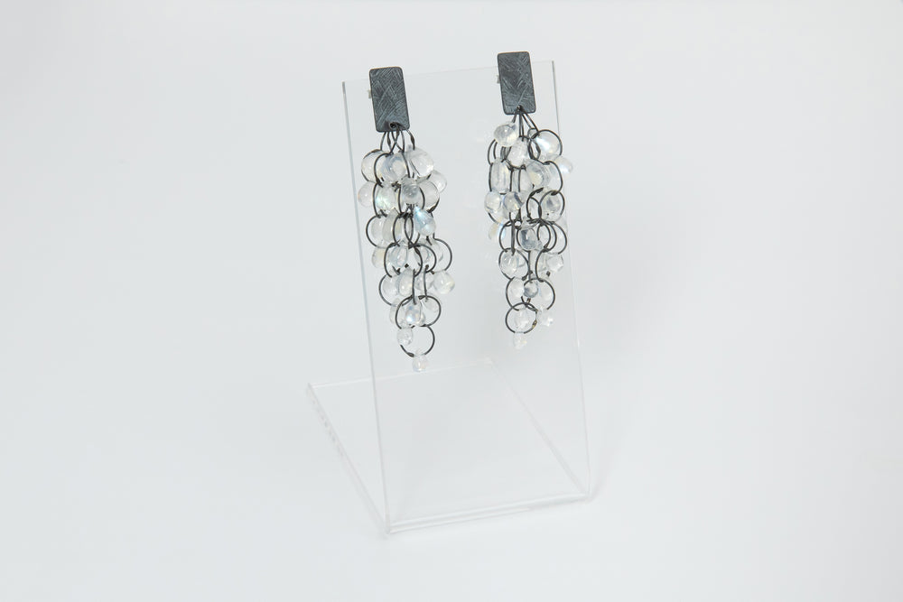 
            
                Load image into Gallery viewer, Rainbow Moonstone Cluster Earrings - Heather Guidero
            
        