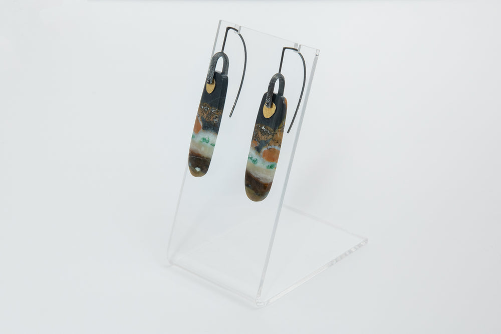 
            
                Load image into Gallery viewer, Opalized Wood Earrings - Heather Guidero
            
        