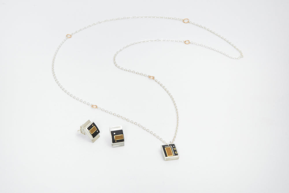 Rectangle Pendant Necklace & Post Earrings  - Eileen Sutton