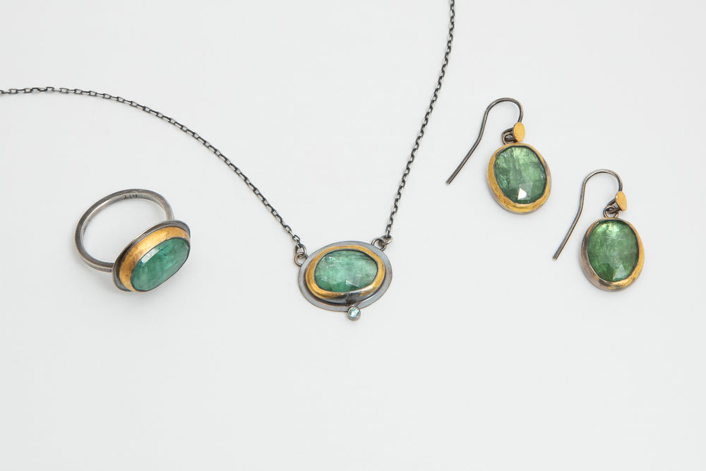 Green Kyanite Earrings, Necklace, & Ring - Austin Titus
