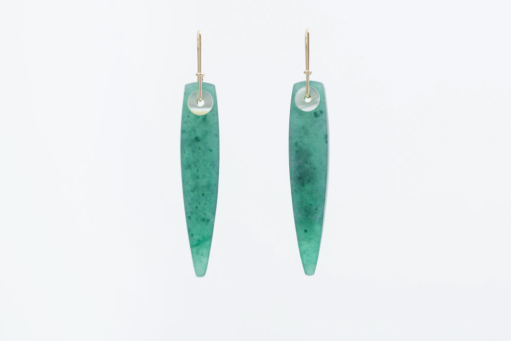 Carved Jade & Shell Earrings - Peter Schilling