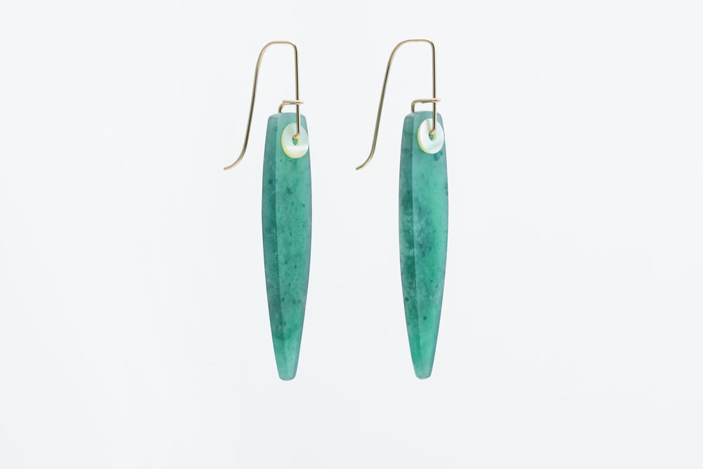 Carved Jade & Shell Earrings - Peter Schilling