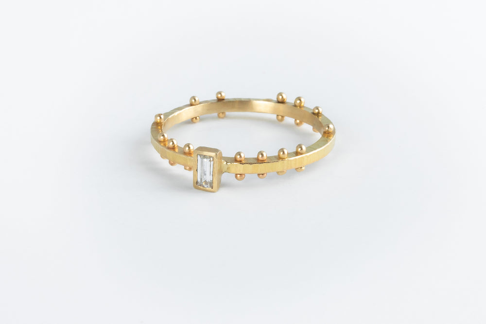 
            
                Load image into Gallery viewer, Scattered Dot Baguette Diamond Solitaire Ring  - Nikki Nation
            
        