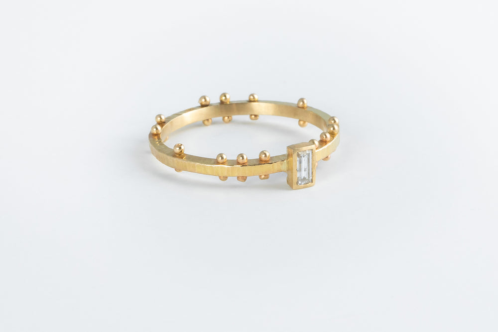 
            
                Load image into Gallery viewer, Scattered Dot Baguette Diamond Solitaire Ring  - Nikki Nation
            
        