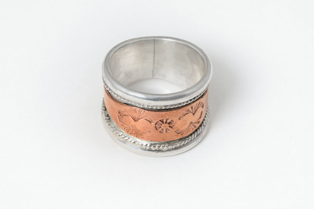 Sterling and Copper Cigar Band Style Ring - David Hart