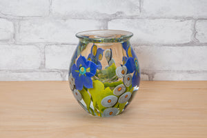 Cased Floral Glass Vase - Lotten Art Glass