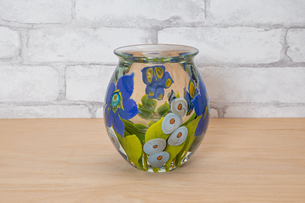 Cased Floral Glass Vase - Lotten Art Glass