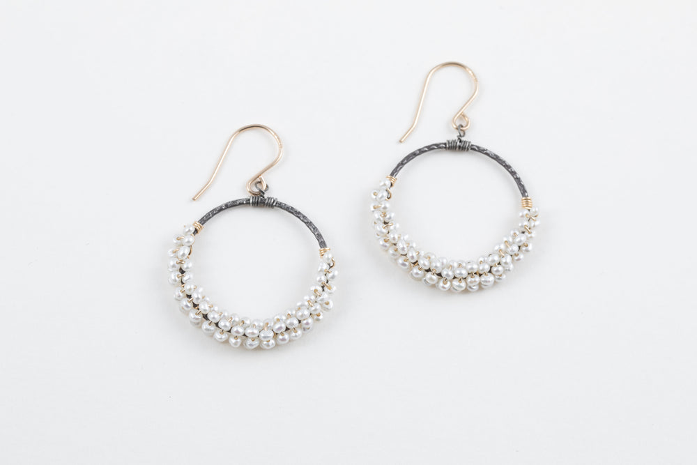 Seed Pearl Hoop Earrings - Calliope