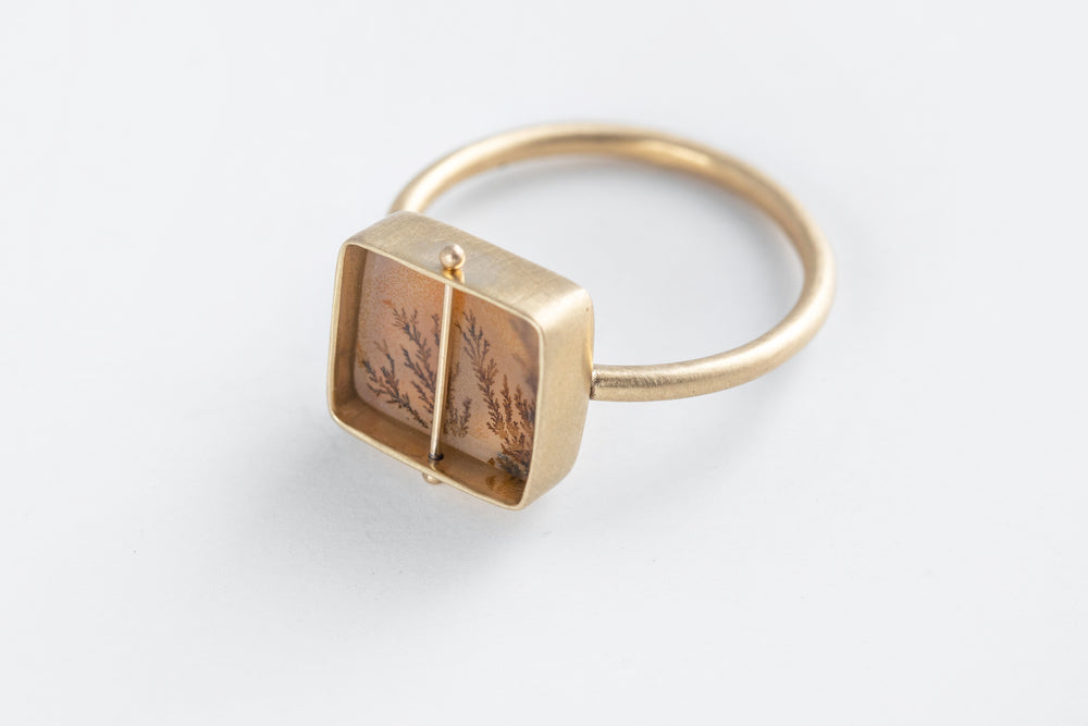 
            
                Load image into Gallery viewer, Dendritic Agate Rectangle Ring - Hilary Finck
            
        