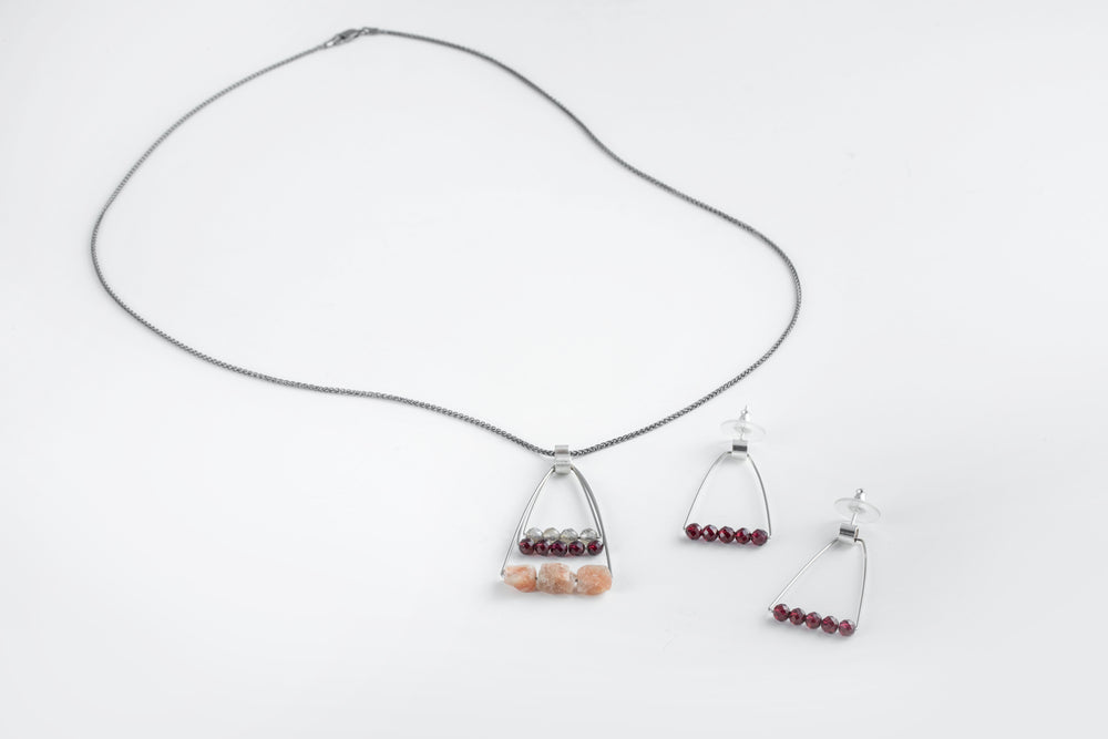 Swinging Triangle Earrings & Necklace - Ashka Dymel