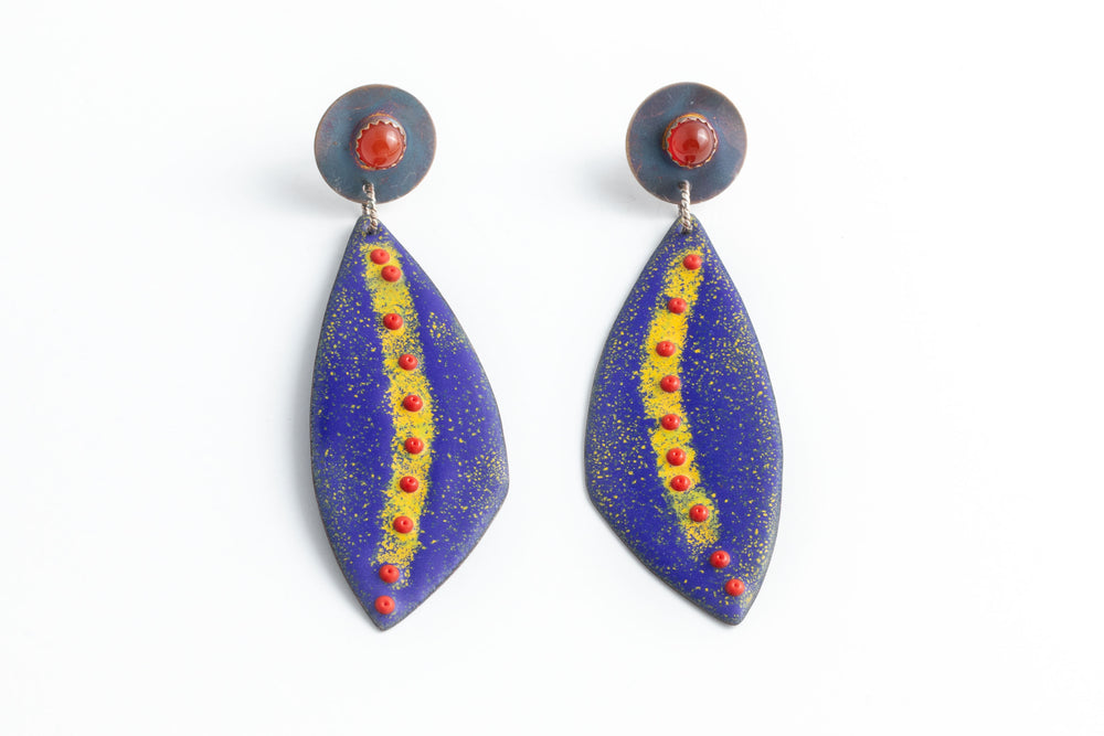 
            
                Load image into Gallery viewer, Cobalt Enamel Earrings - Julie Shaw
            
        