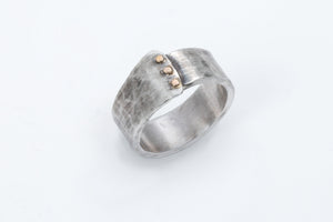 
            
                Load image into Gallery viewer, Hammered Sterling Men&amp;#39;s Cuff &amp;amp; Ring - J&amp;amp;I Studio
            
        