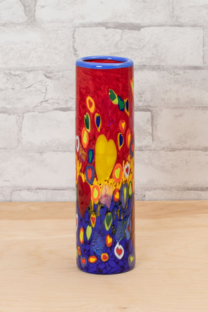 
            
                Load image into Gallery viewer, Multicolored Vase with Heart Pattern- Mad Art Glass
            
        